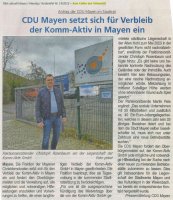 Zeitungsartikel CDU Mayen setzt sich für Verbleib ein